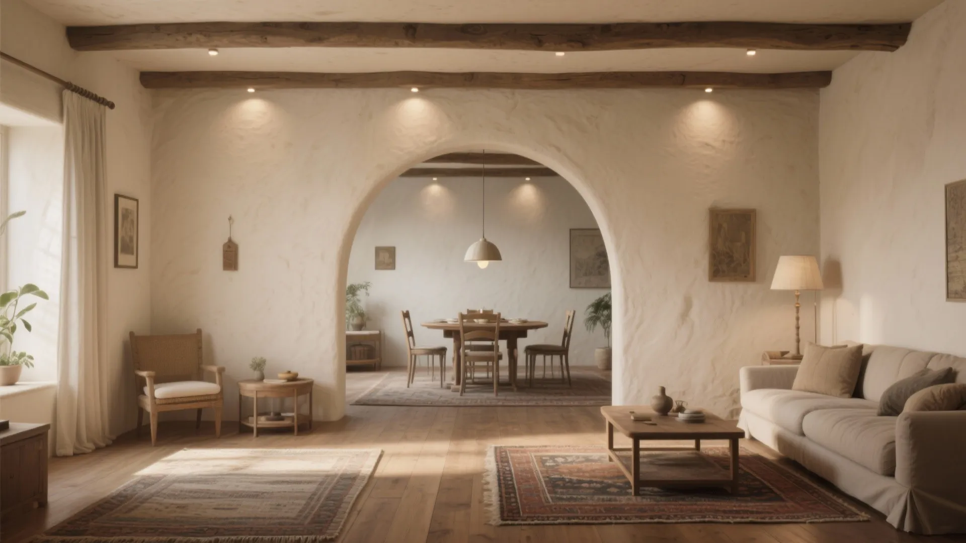 Archway + Ceiling Zoning + Rugs (Soft Partitioning Kit)