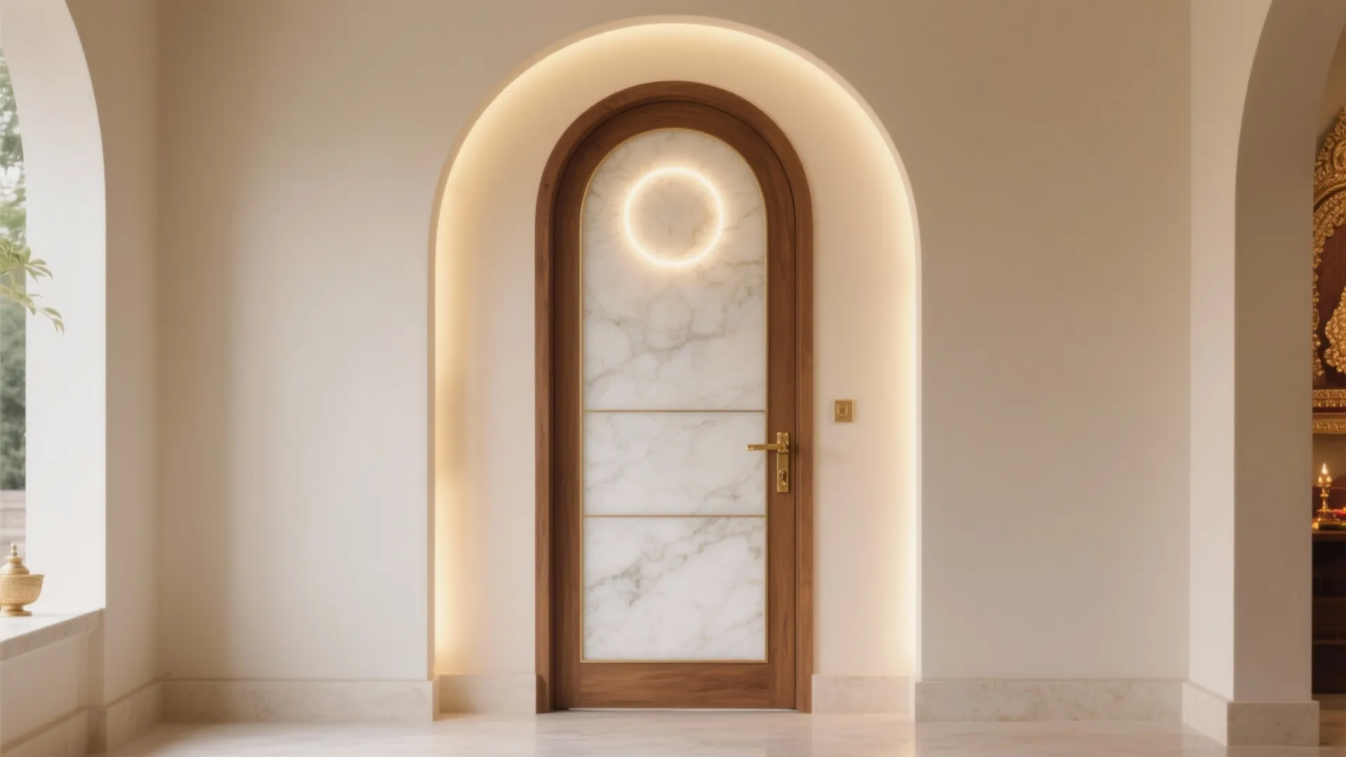 Arched Doorway with Backlit Stone or Acrylic