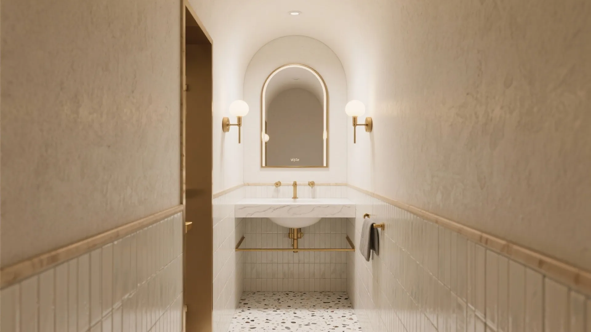 1) Arched Framed Mirrors for Gentle Height