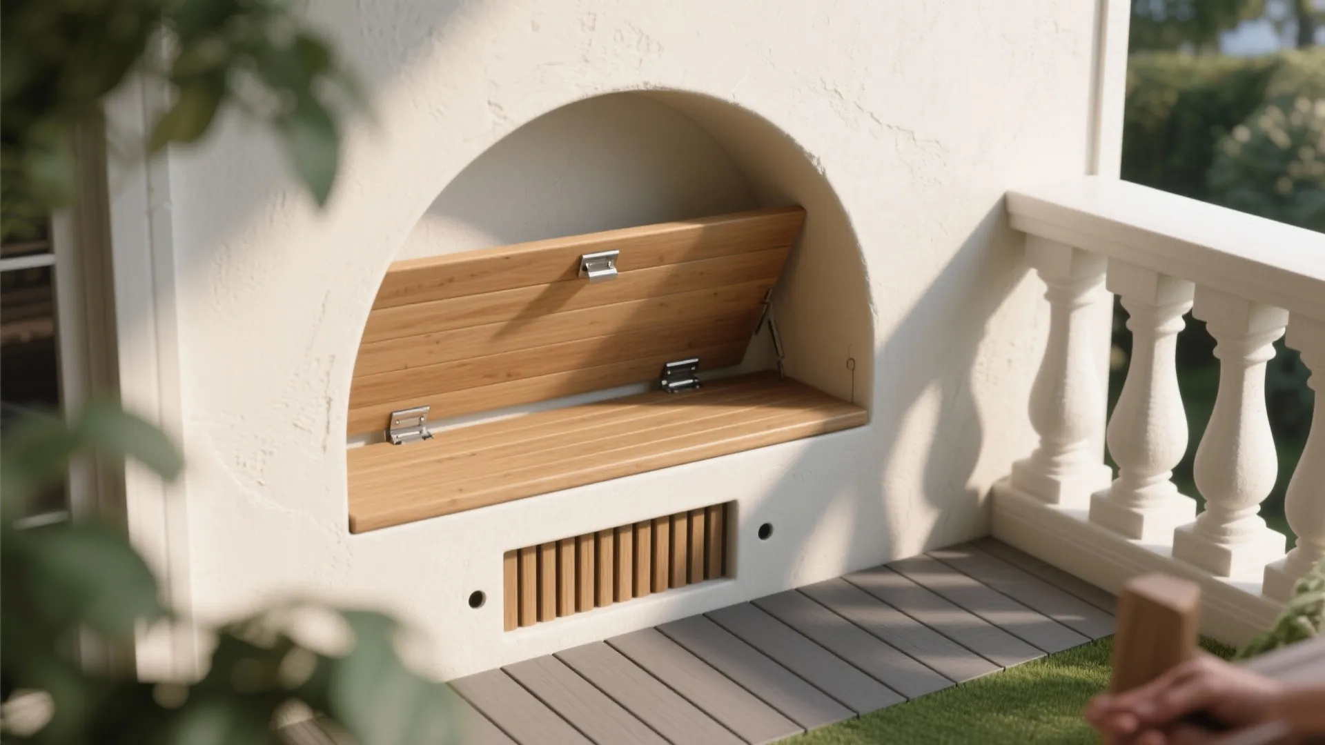 Built-In Arched Bench With Hidden Storage