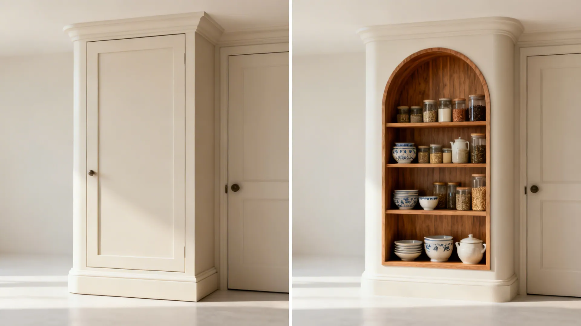 Arched Cabinet Fronts and Open-Shelf Cutouts