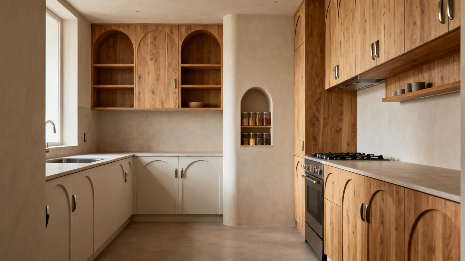 Arched Cabinet Fronts and Open-Shelf Cutouts