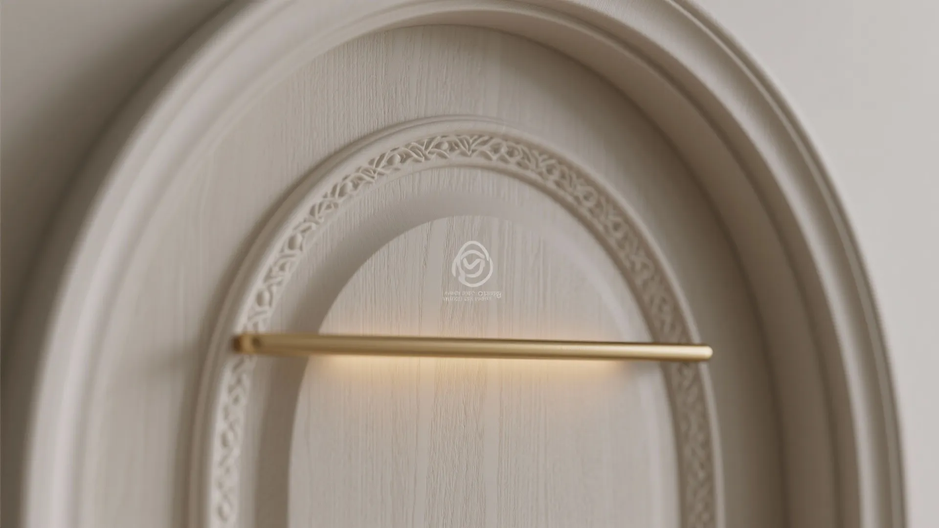 Arched doors with carved panels for a soft, sacred vibe