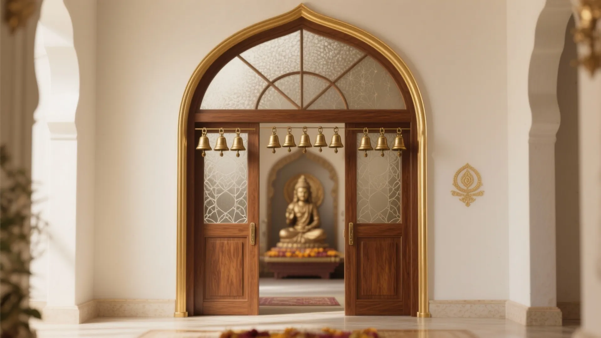 Arch-Top Double Doors with Bells