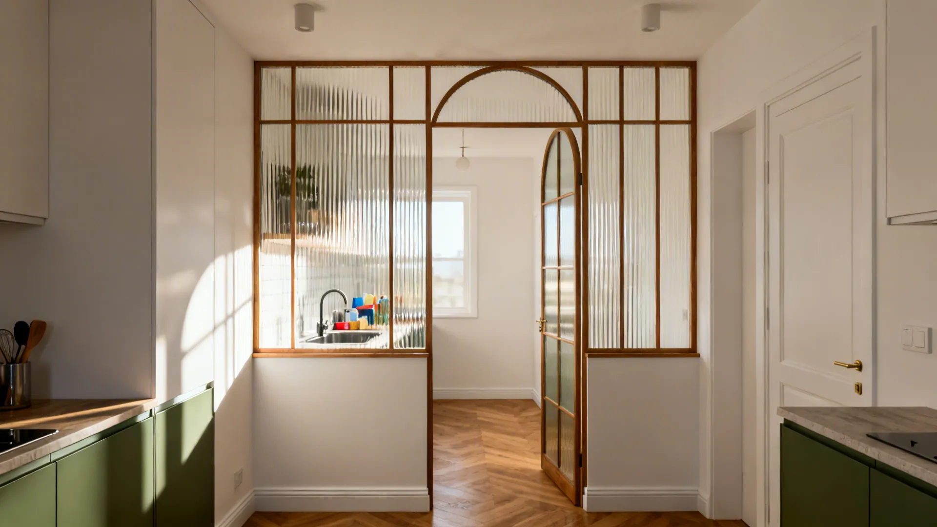 Arched Screen With Fluted Glass