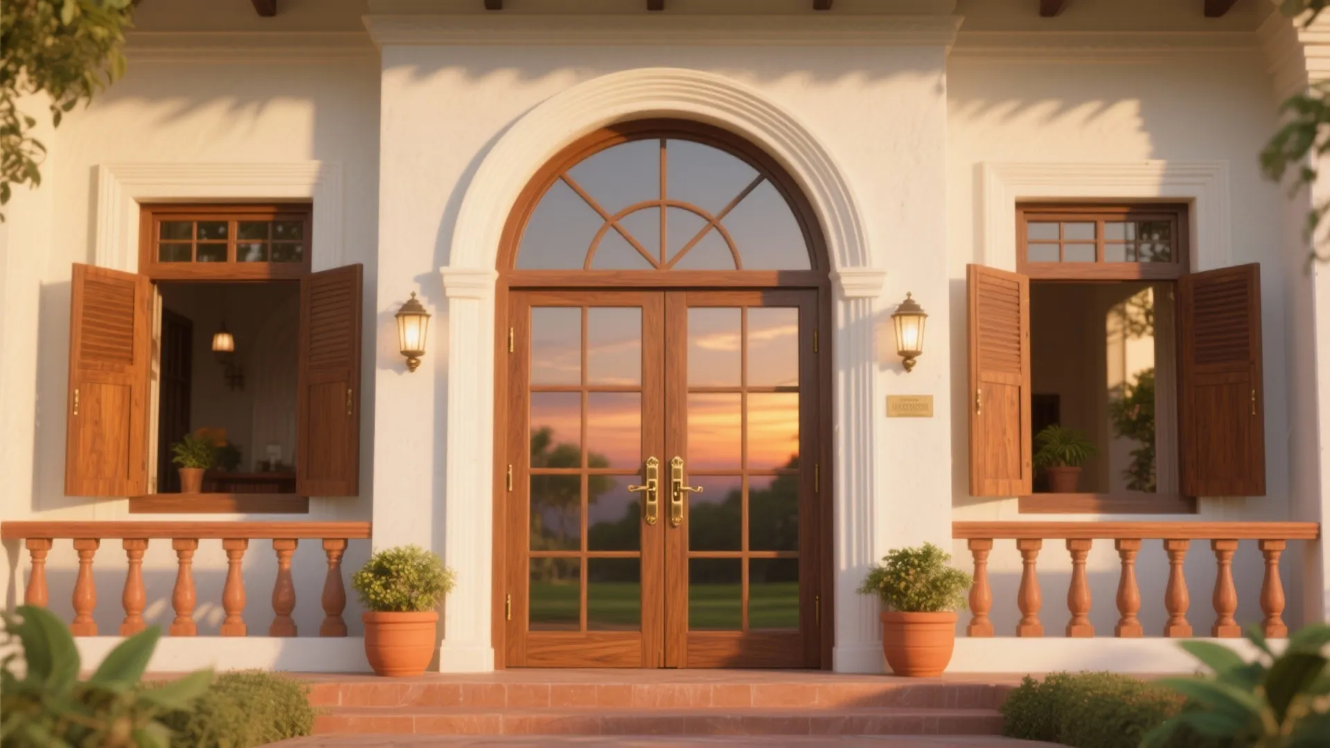 Arched French Door Modules in a Three-Bay Frame