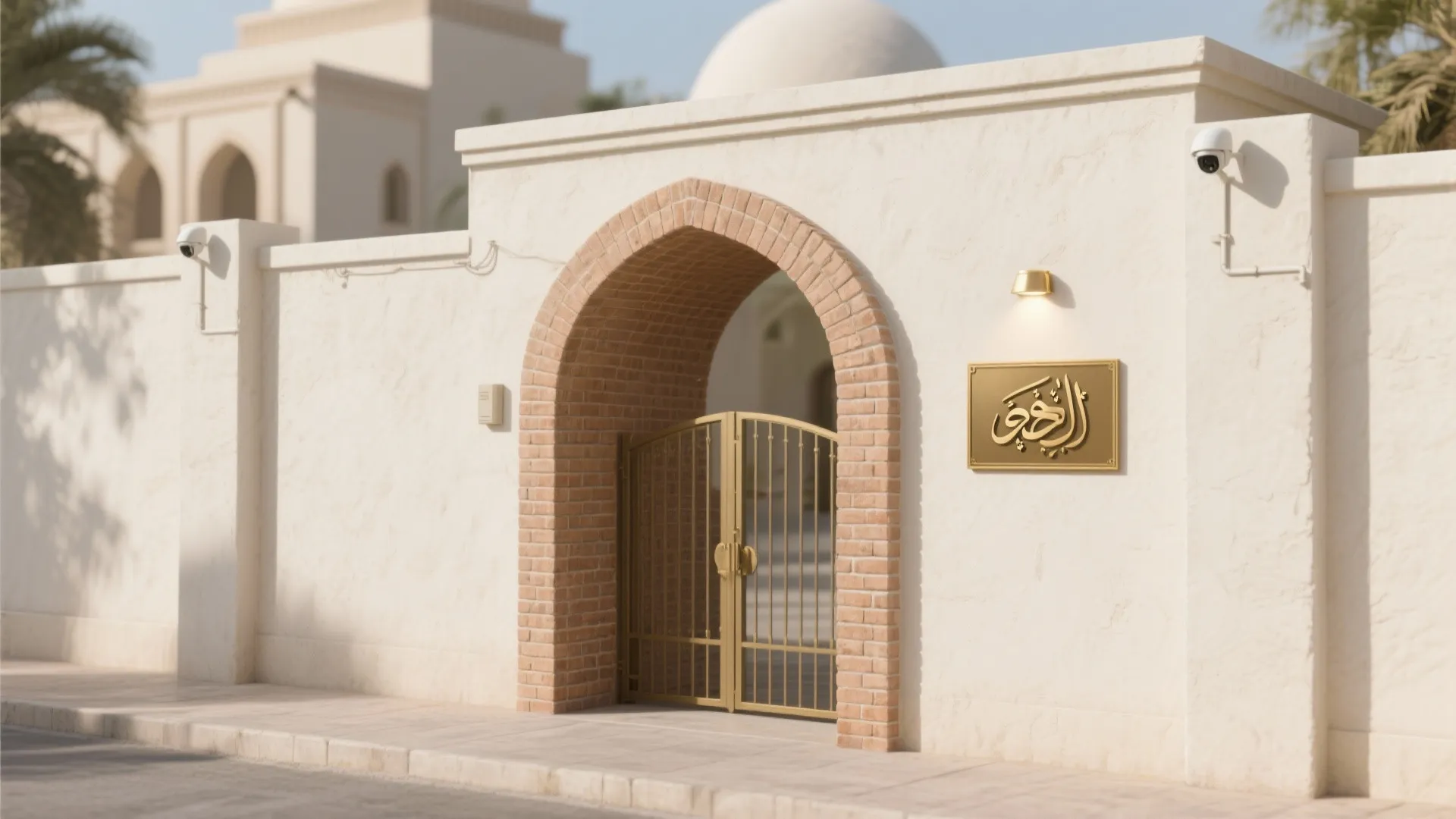 2) A signature arched entry with subtle calligraphy