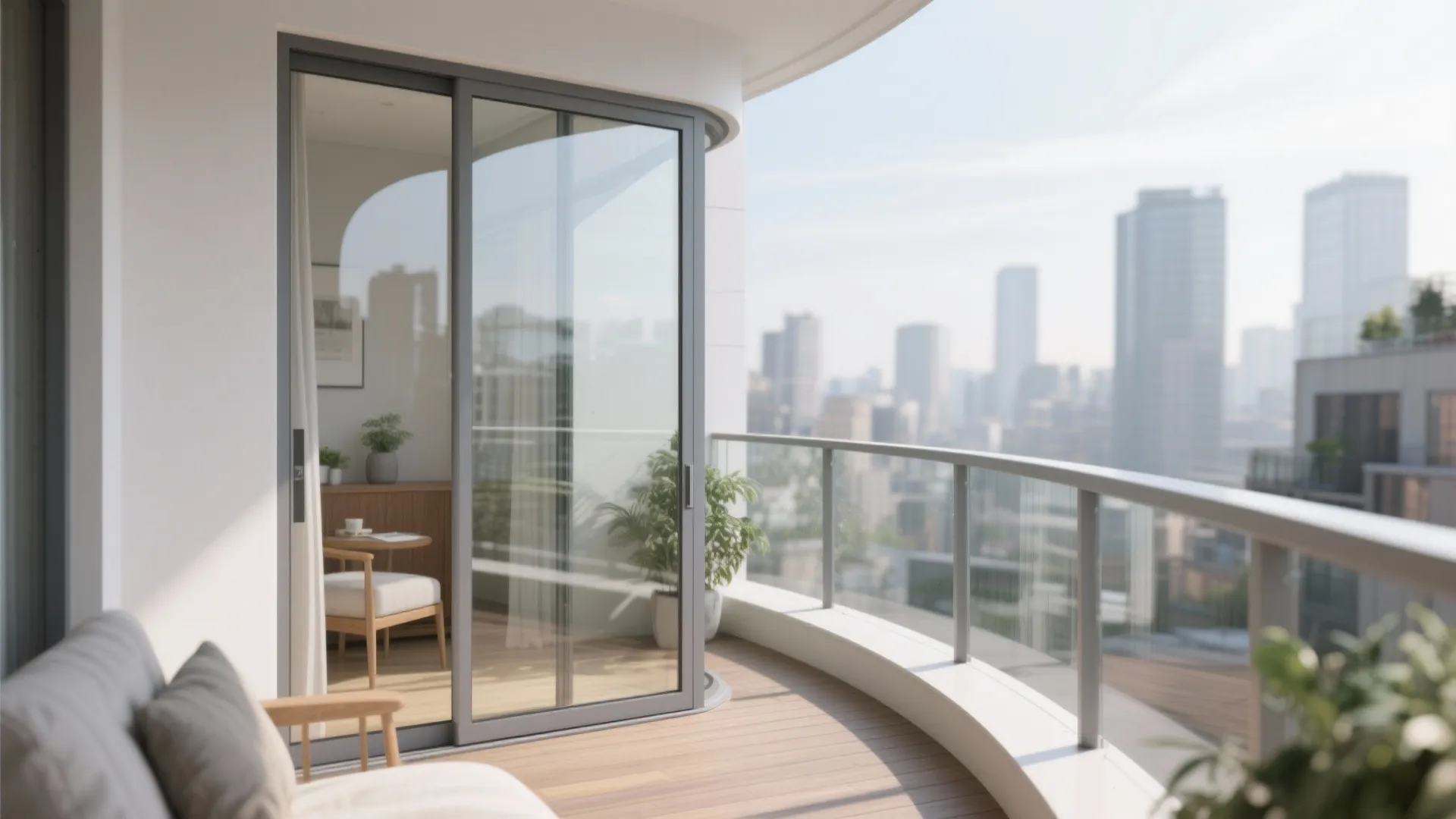 Curved Glass Windscreen or Arched Sliding Door for Calm and Light