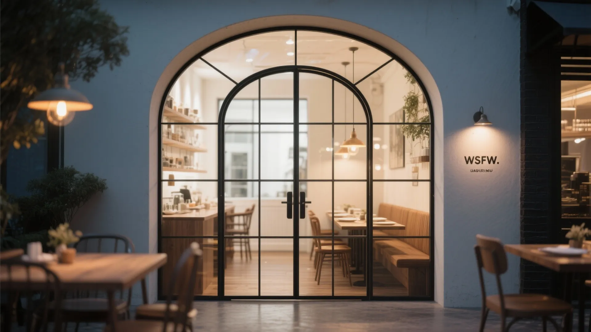 Arched Glass Doors to Borrow Light