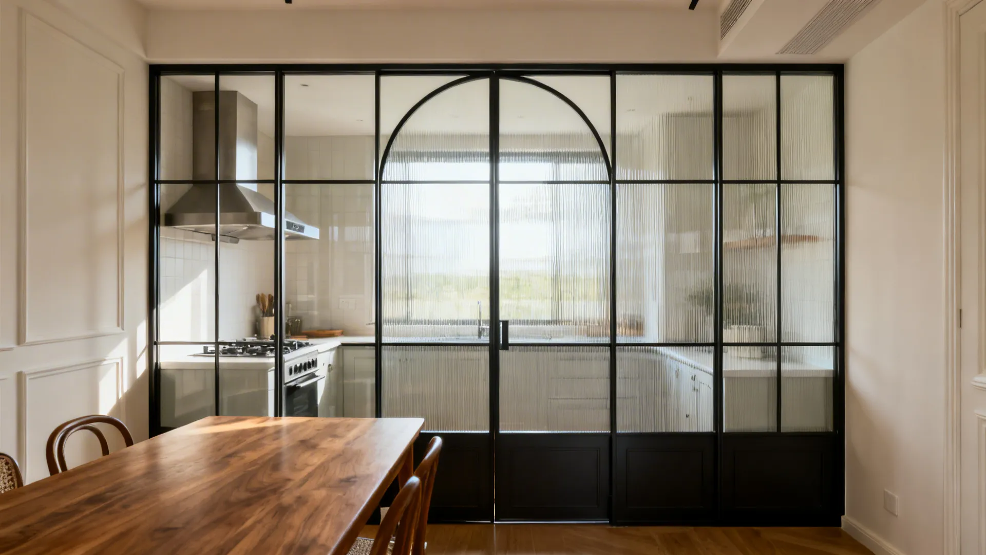 4) Arched Glass Partition to Control Grease and Noise