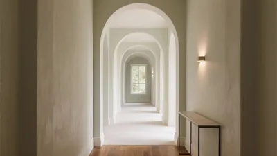 Elegant Arched Hallway Design with Natural Light