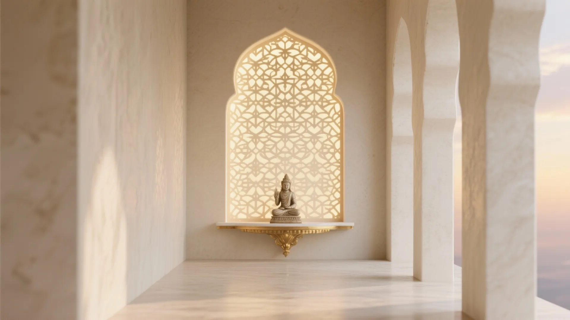 Arched Niche with Backlit Jaali