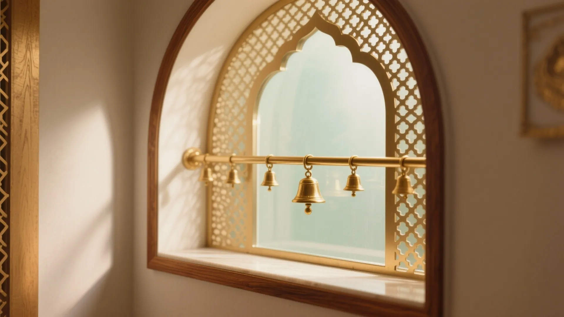 Arched Jaali Niche with Glass and Brass