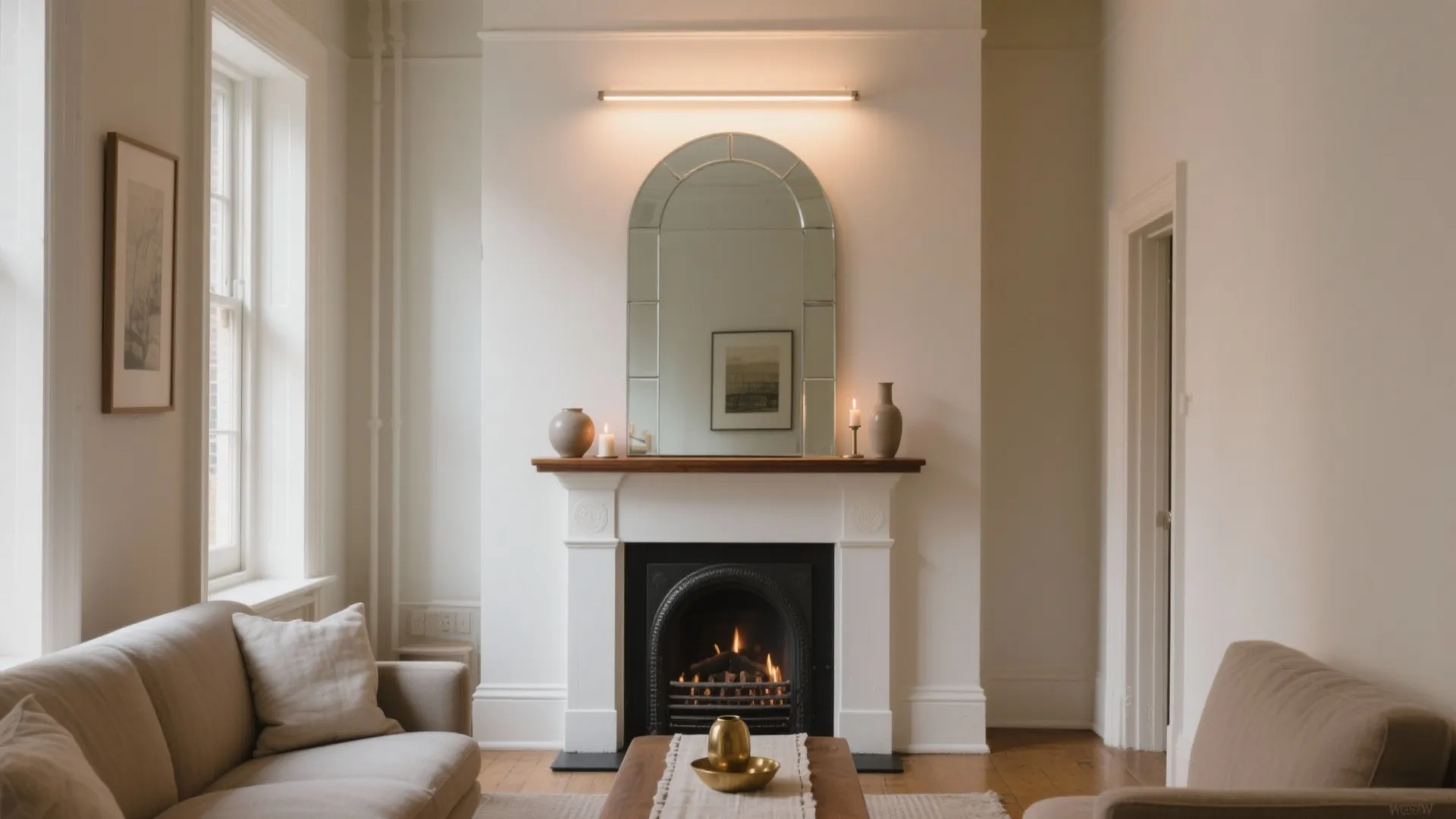 Arched Mirror Above the Mantel