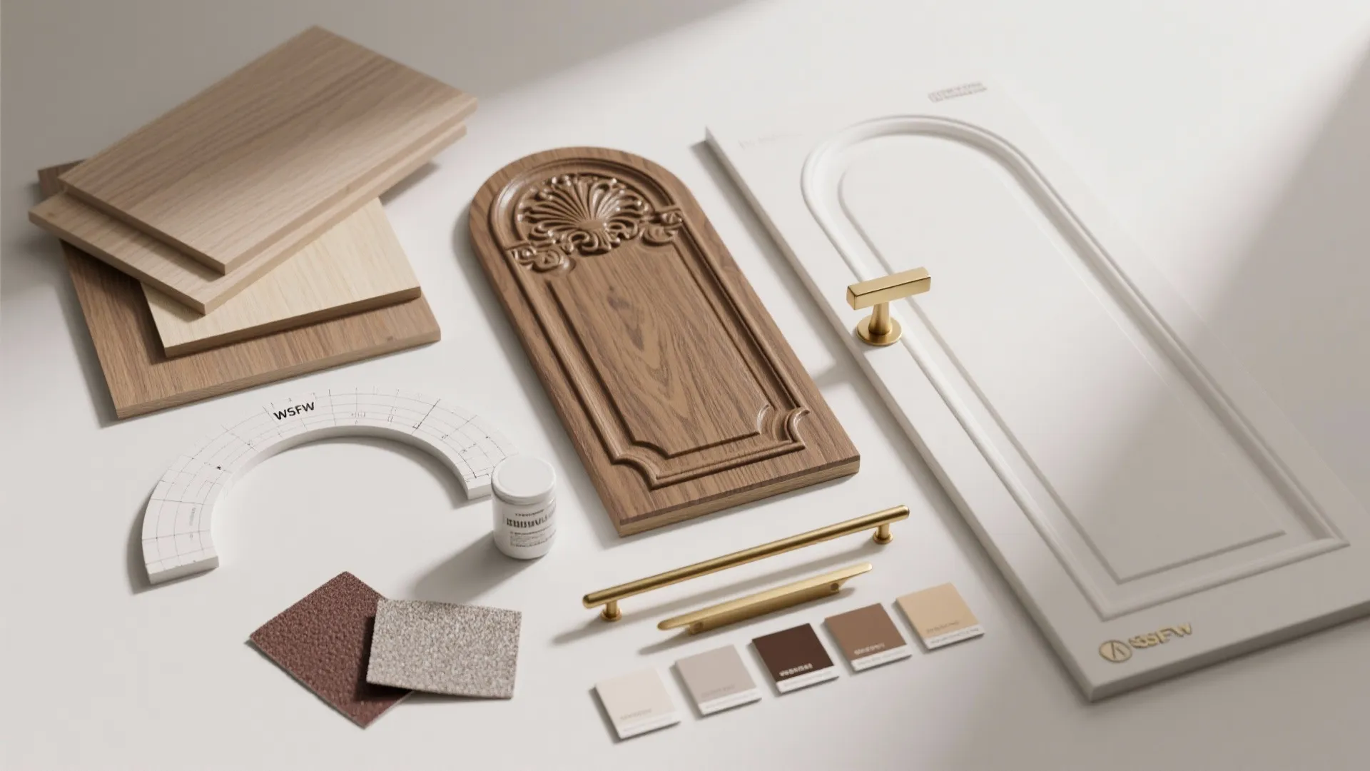 Arched doors with carved panels for a soft, sacred vibe