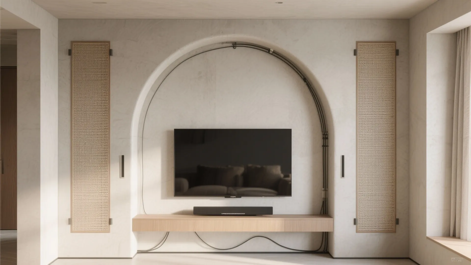 Arched Alcove for Media Wall and Hidden Cables