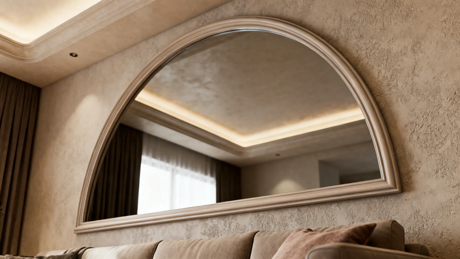 4. Arched mirror for soft elegance