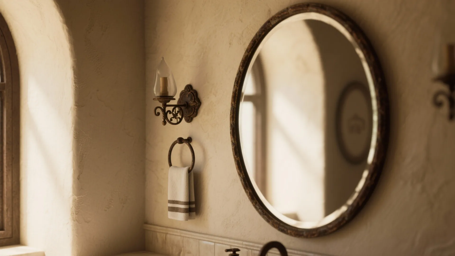 Idea 3: Arched mirror and wrought-iron details