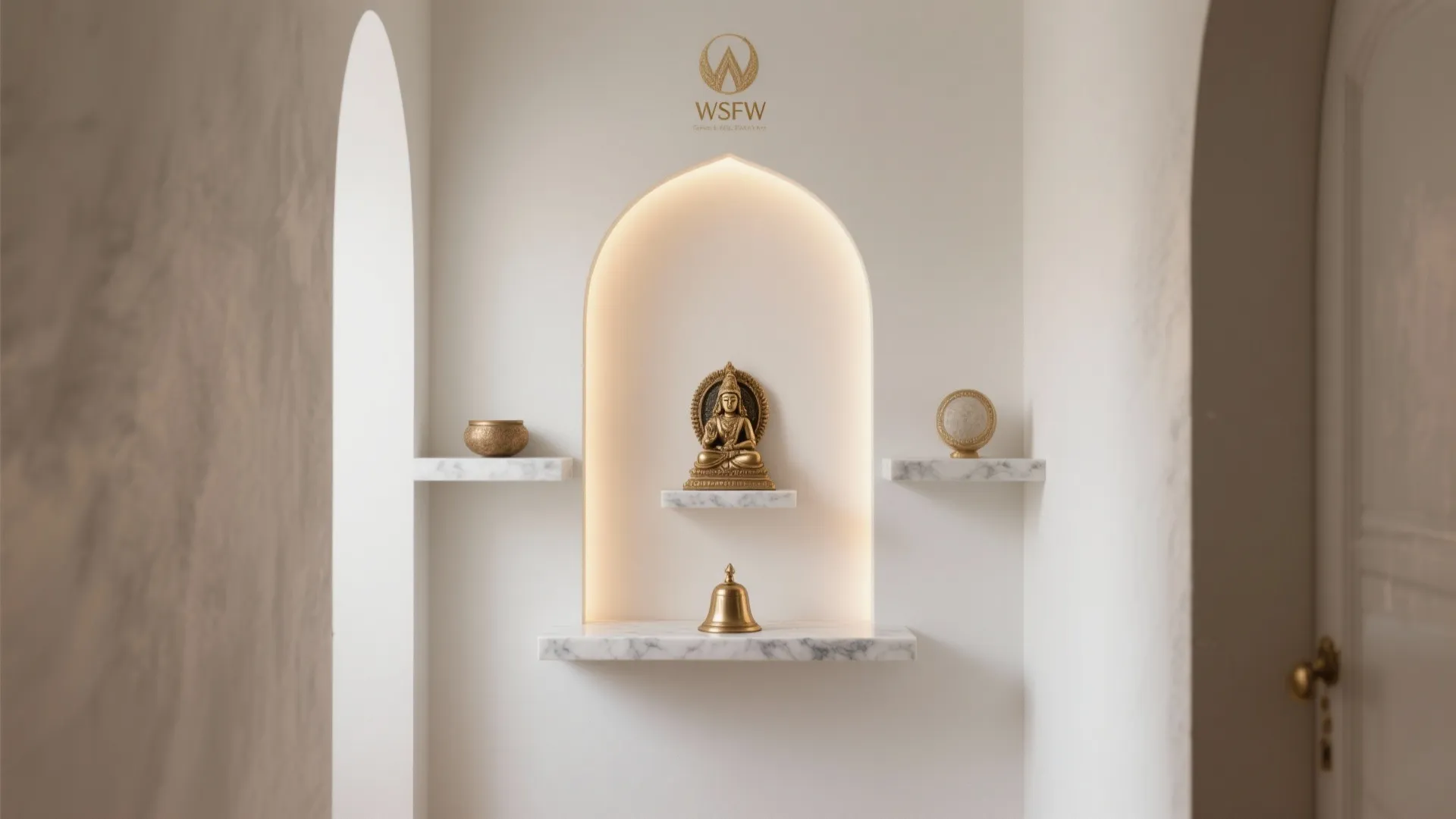 Arched niche mandir: built-in elegance in a compact wall