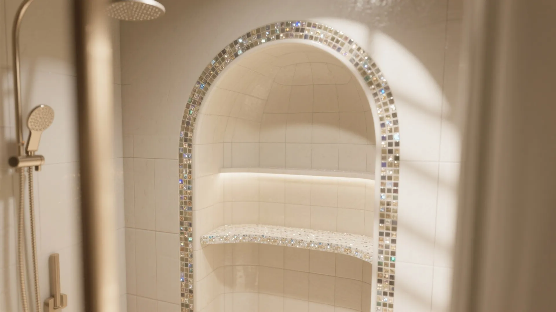 Arches and niches framed with mosaic trims