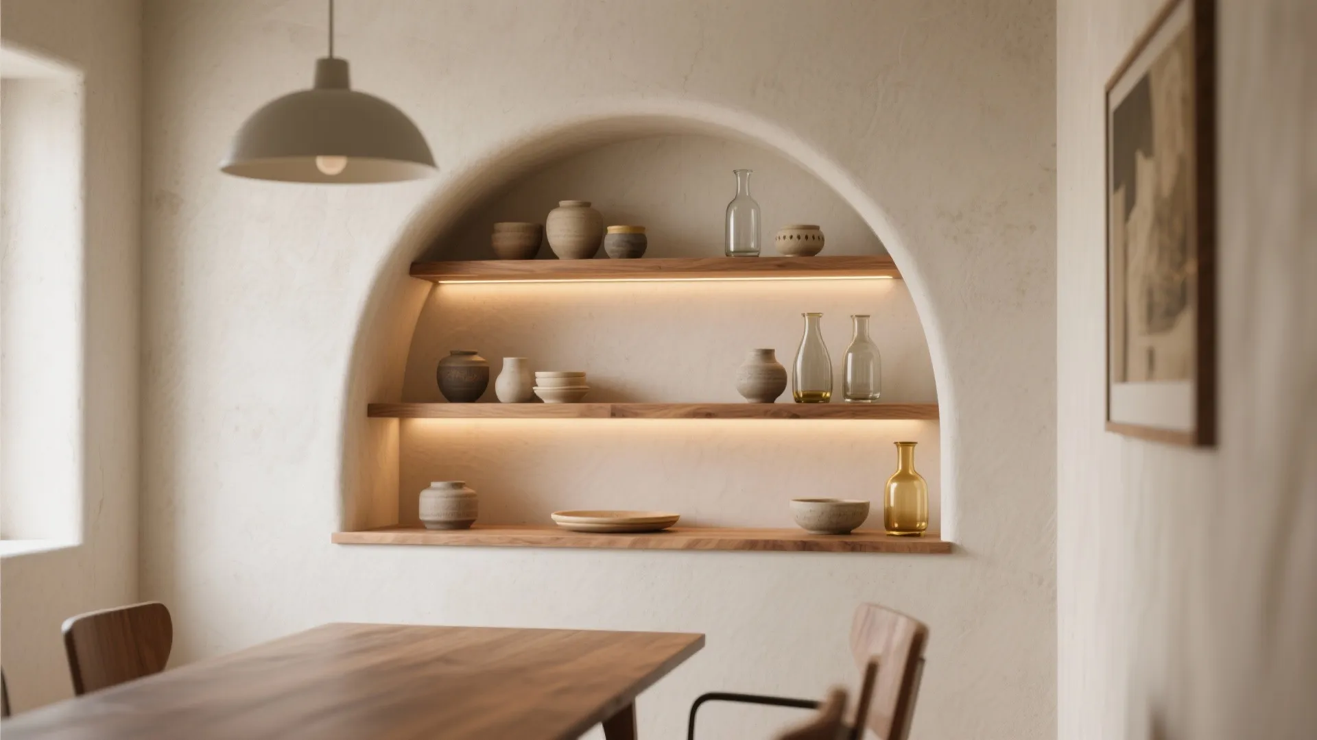Arched Wall Niche as a Slim Buffet
