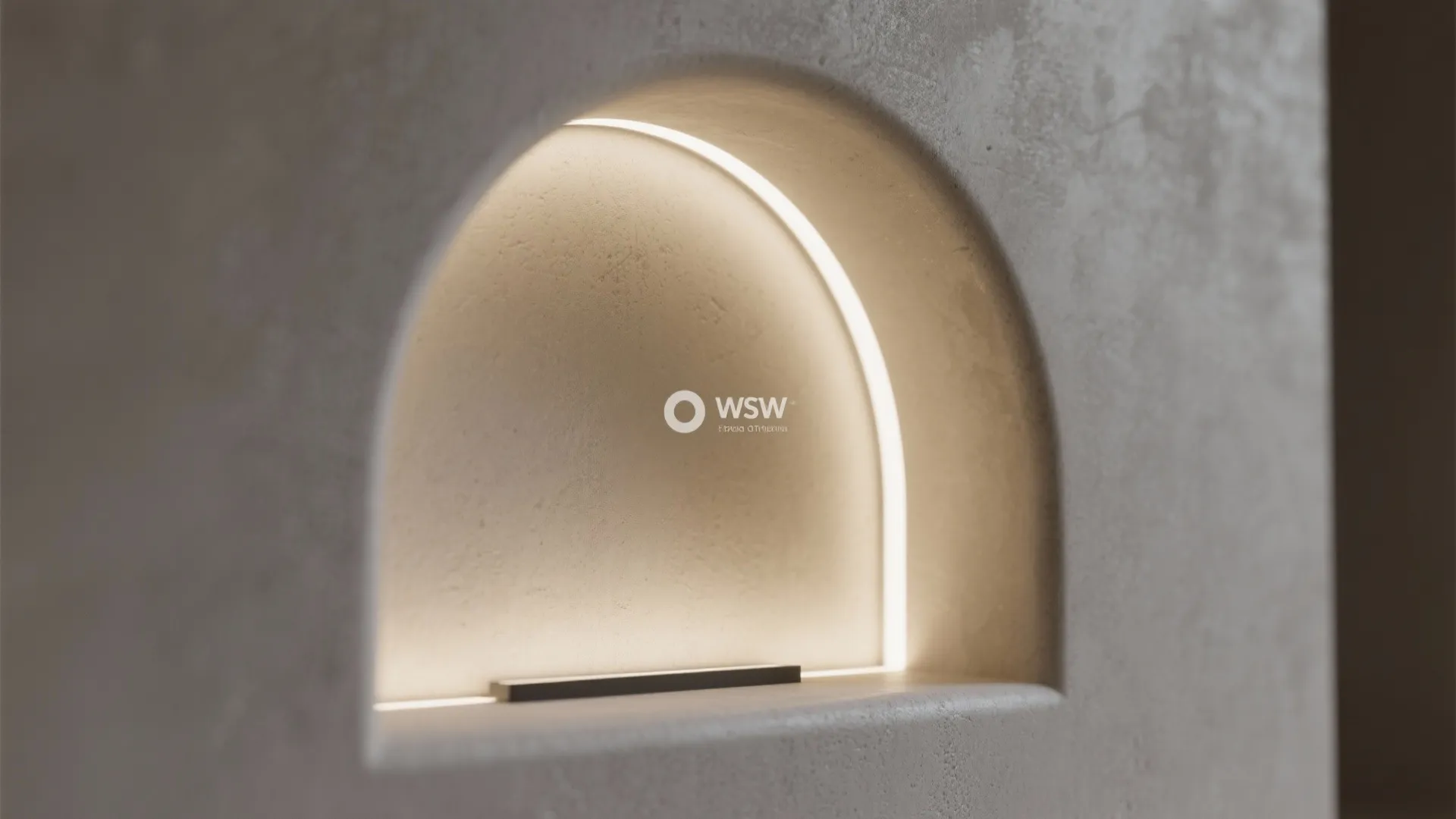 Curved Cement Showcase with Arched Niches