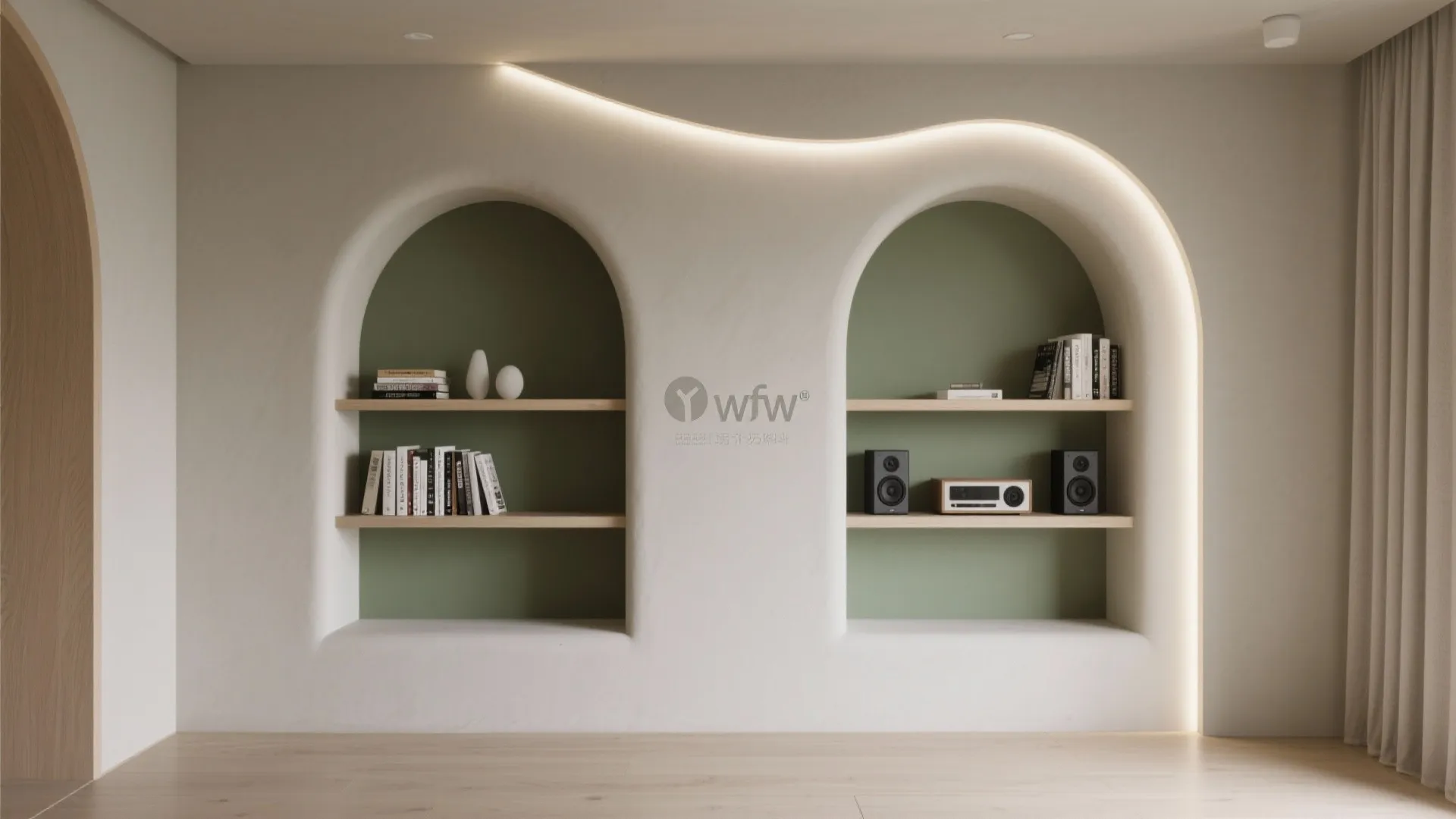 Arched Niche Shelving That Doubles as Art