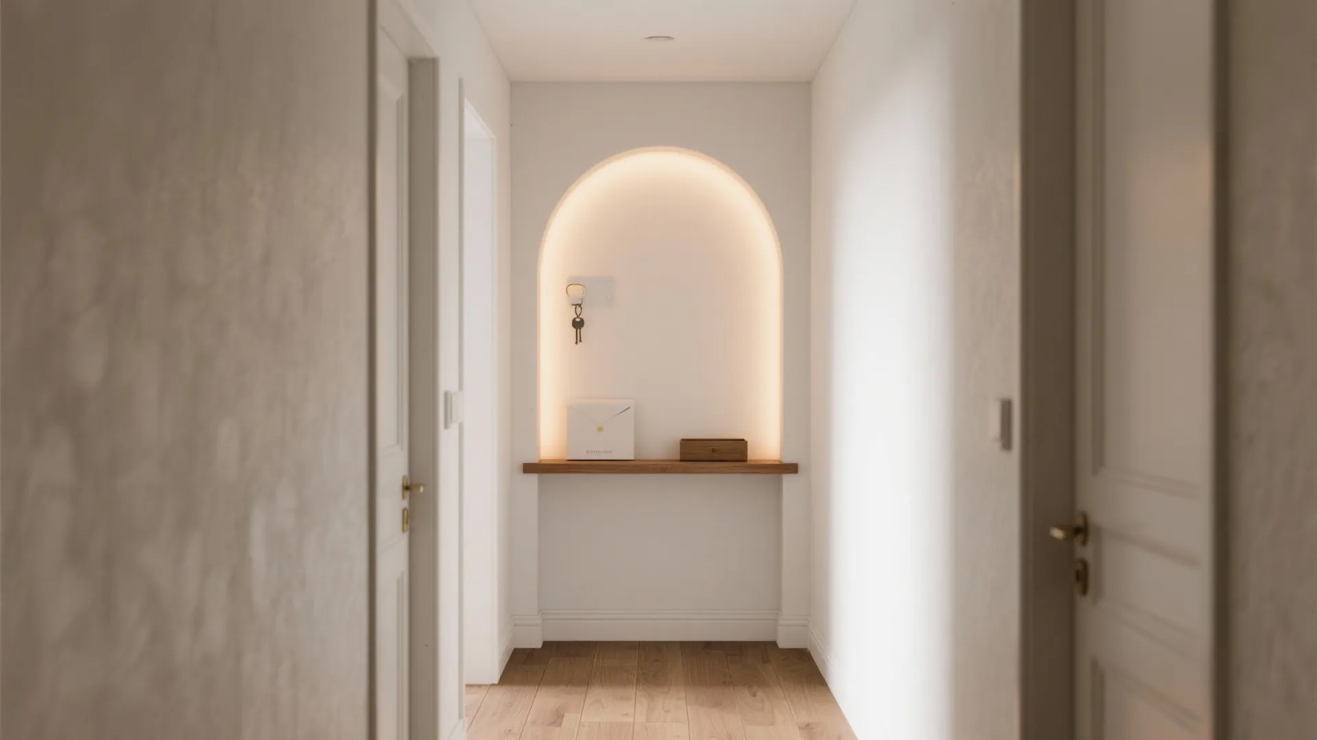 Arched niche for drop-off storage