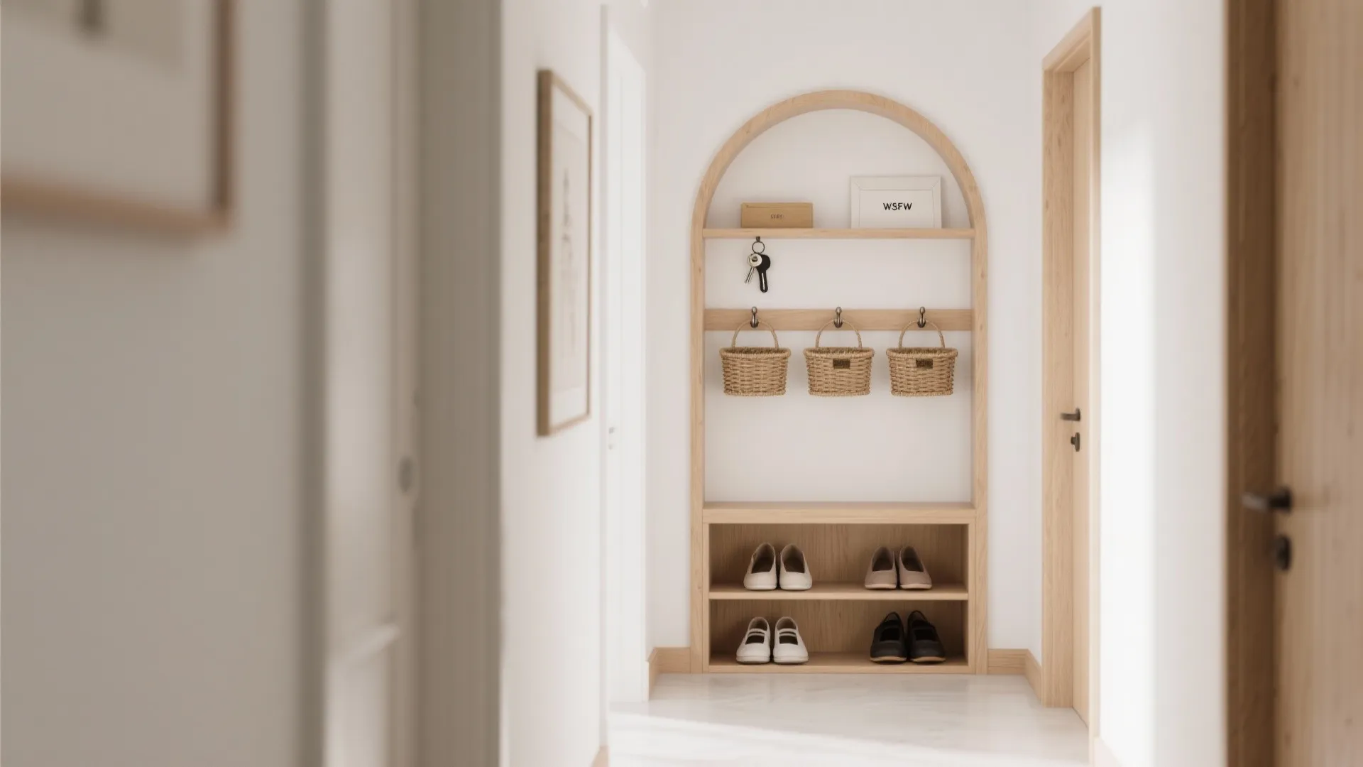 Arched Niche Storage in the Hallway