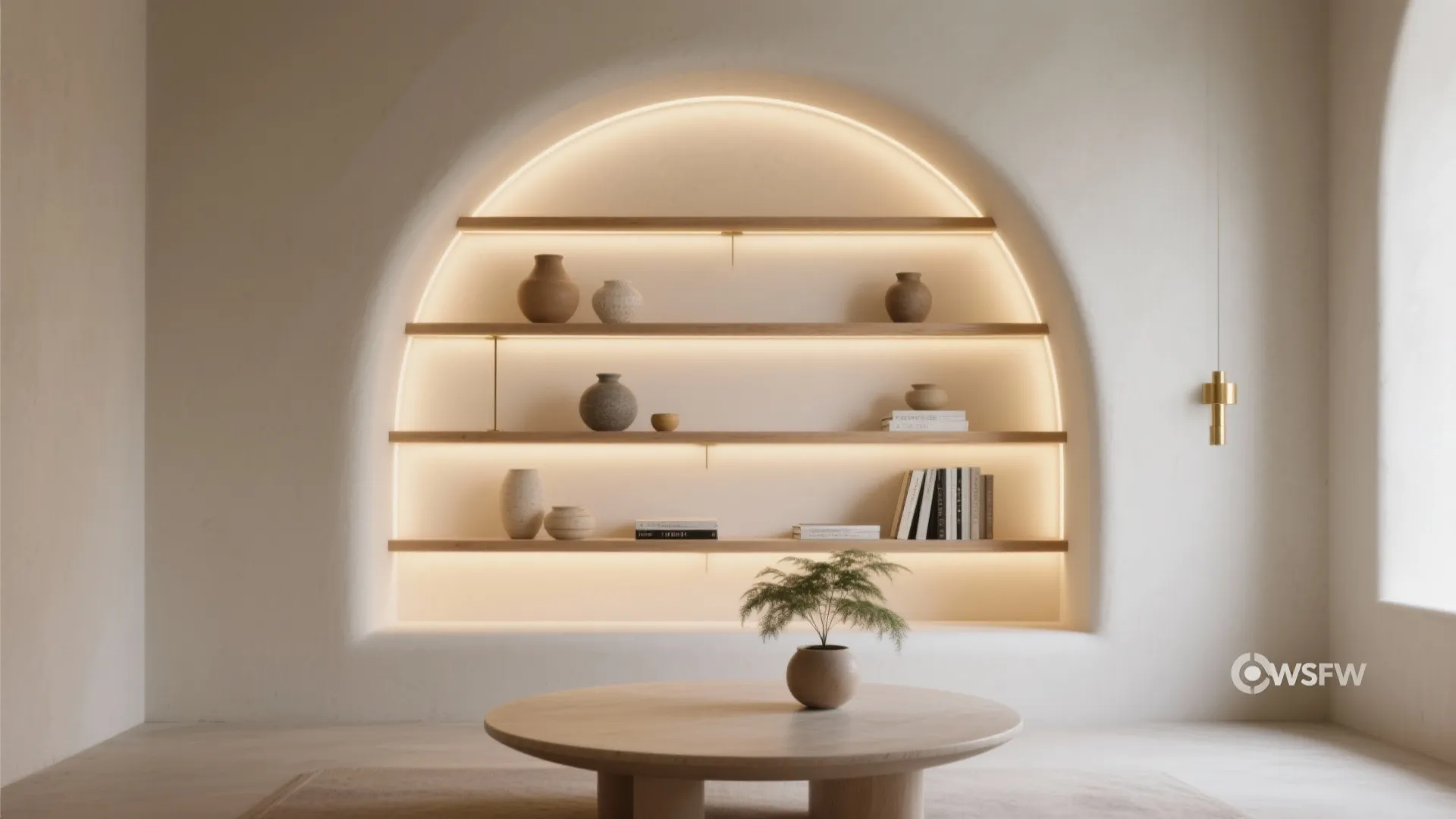 Arched niches and backlit displays