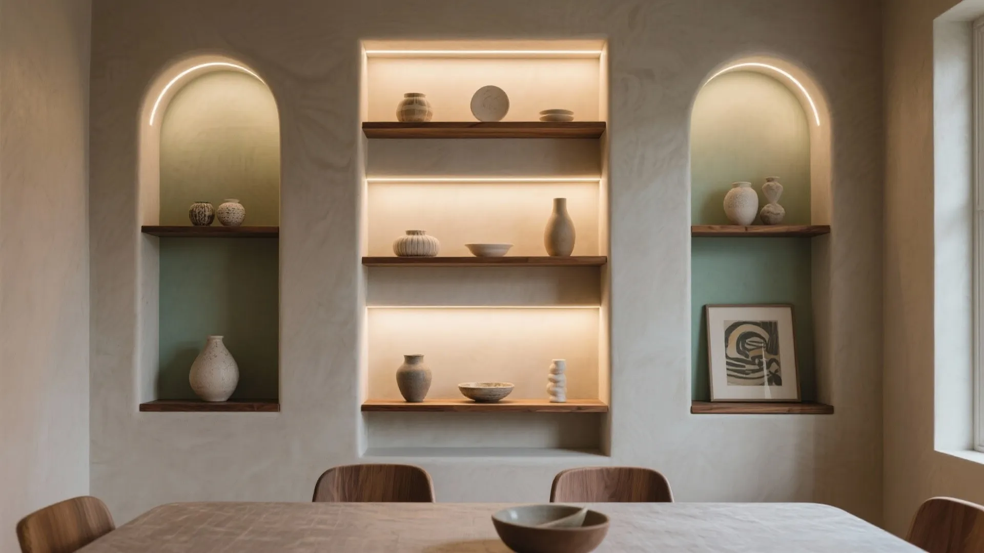 Arched niches as a built-in display