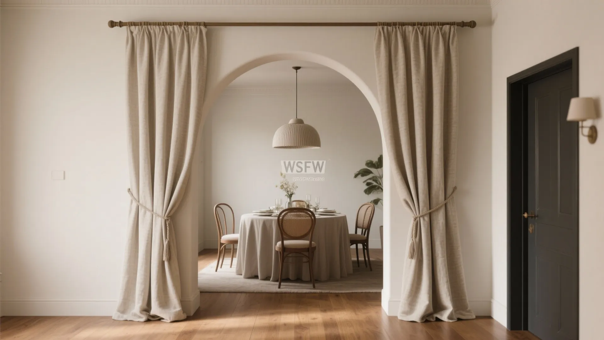Arched Opening with Soft Curtains