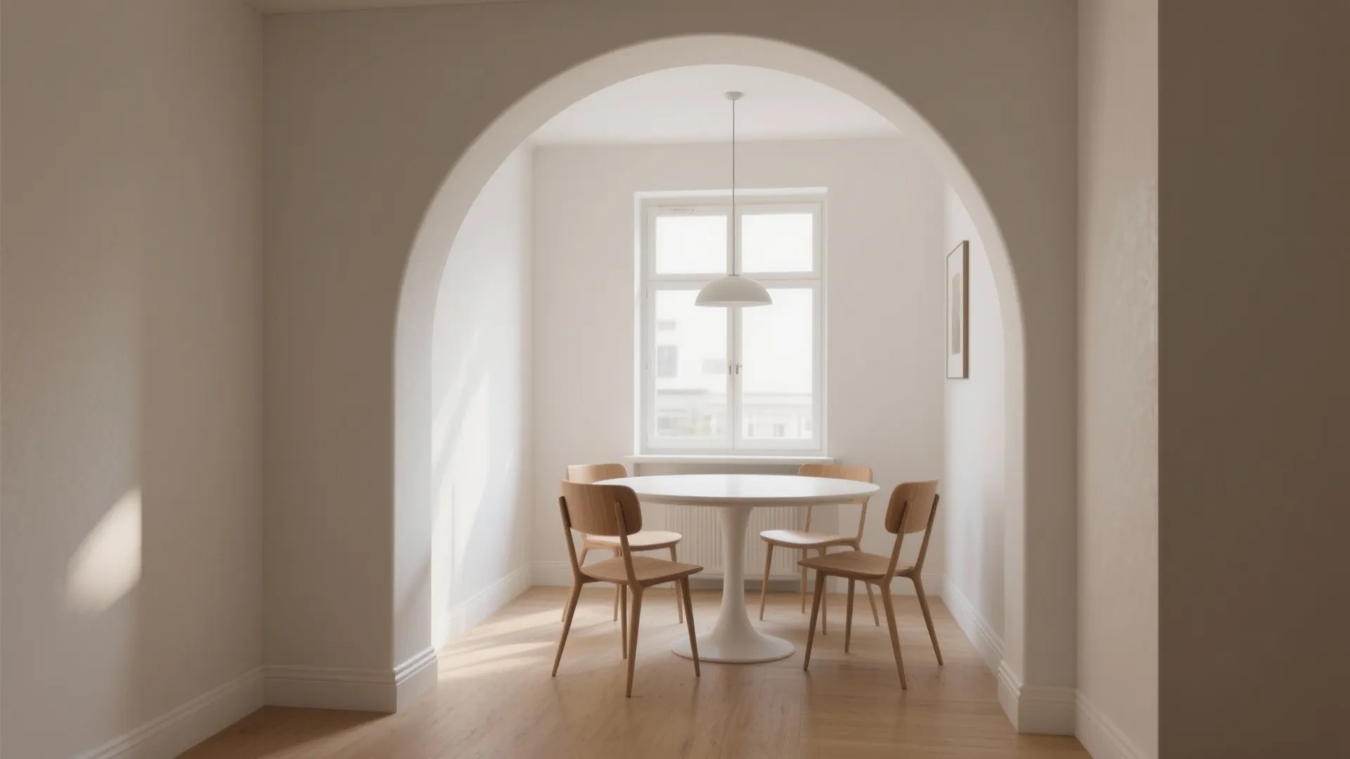 1) Arched opening that frames the dining view
