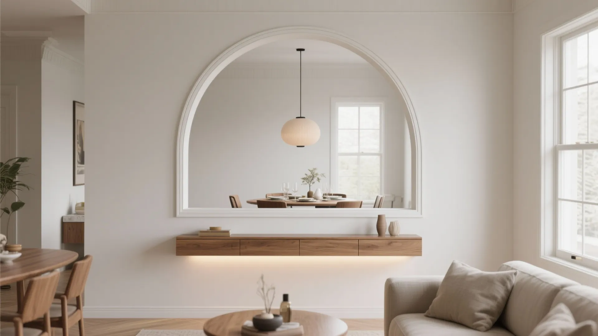 Framed Niche Wall with Pass-Through Window