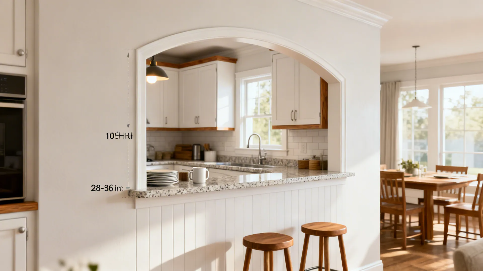 2) Arched Pass-Through With Breakfast Ledge