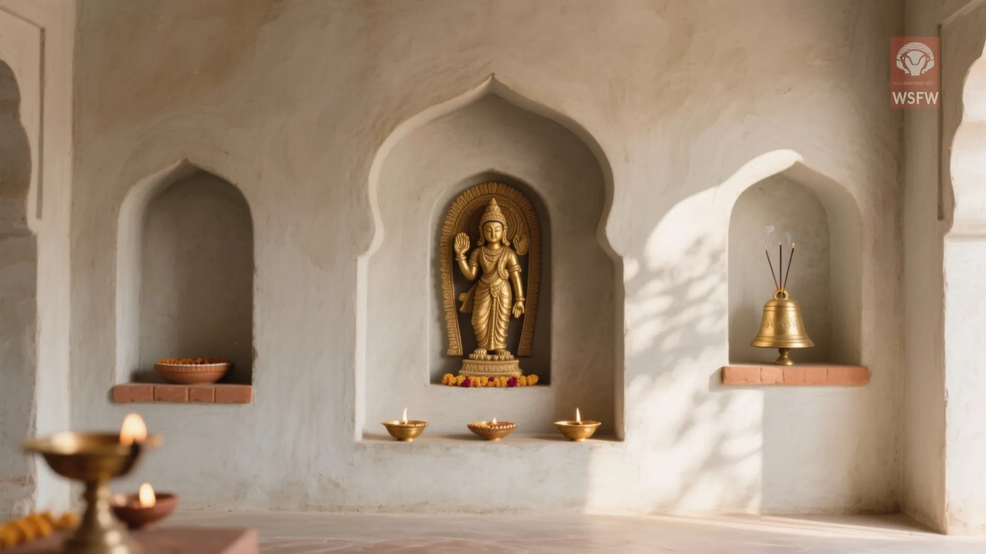 Arched Cement Alcoves for Puja and Decor
