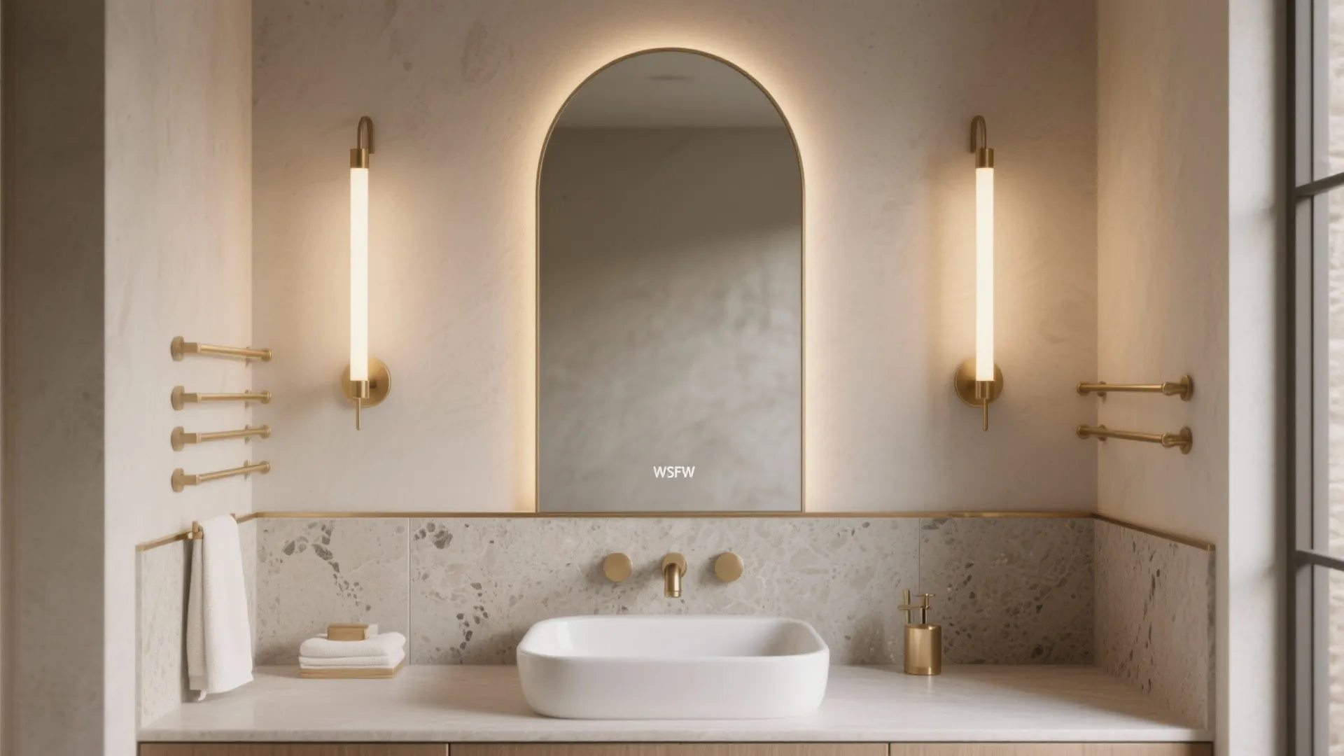 Soft Curves: Arched Mirror + Sconces
