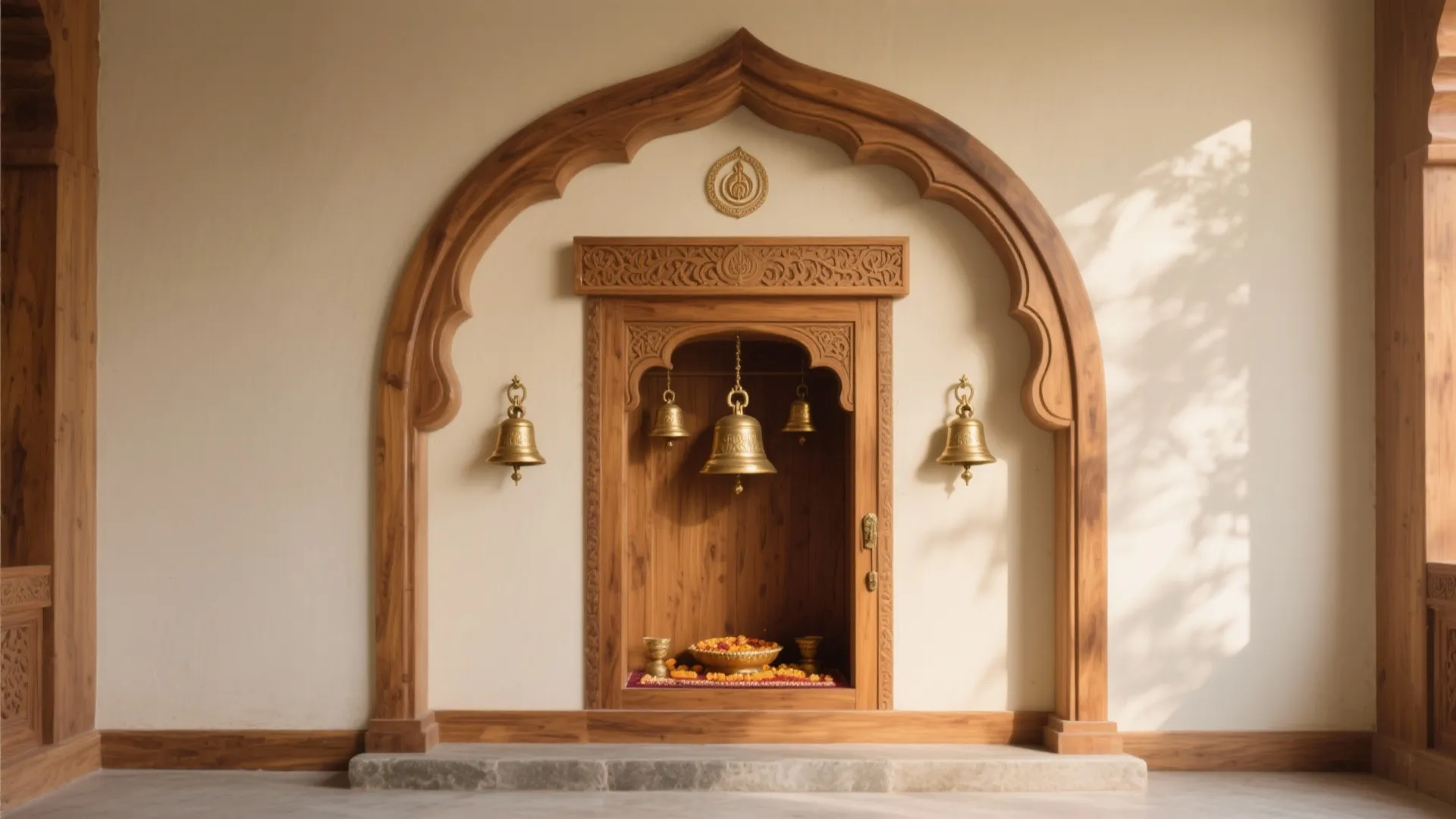 Arched Temple-Style Teak Entrance
