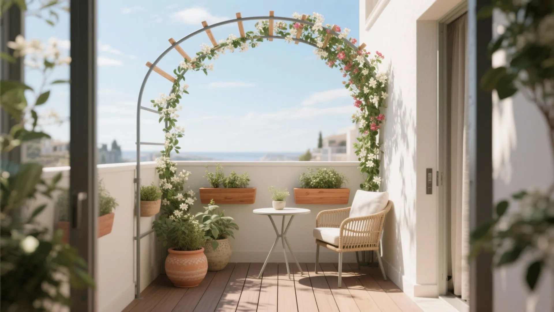 Arched Trellis or Canopy With Greenery for Shade and Privacy