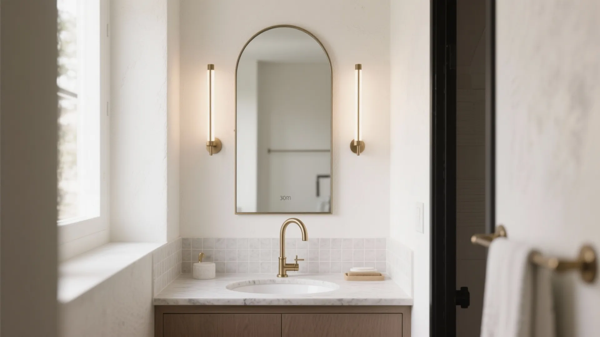 Arched Mirror Over Vanity: Curves That Calm