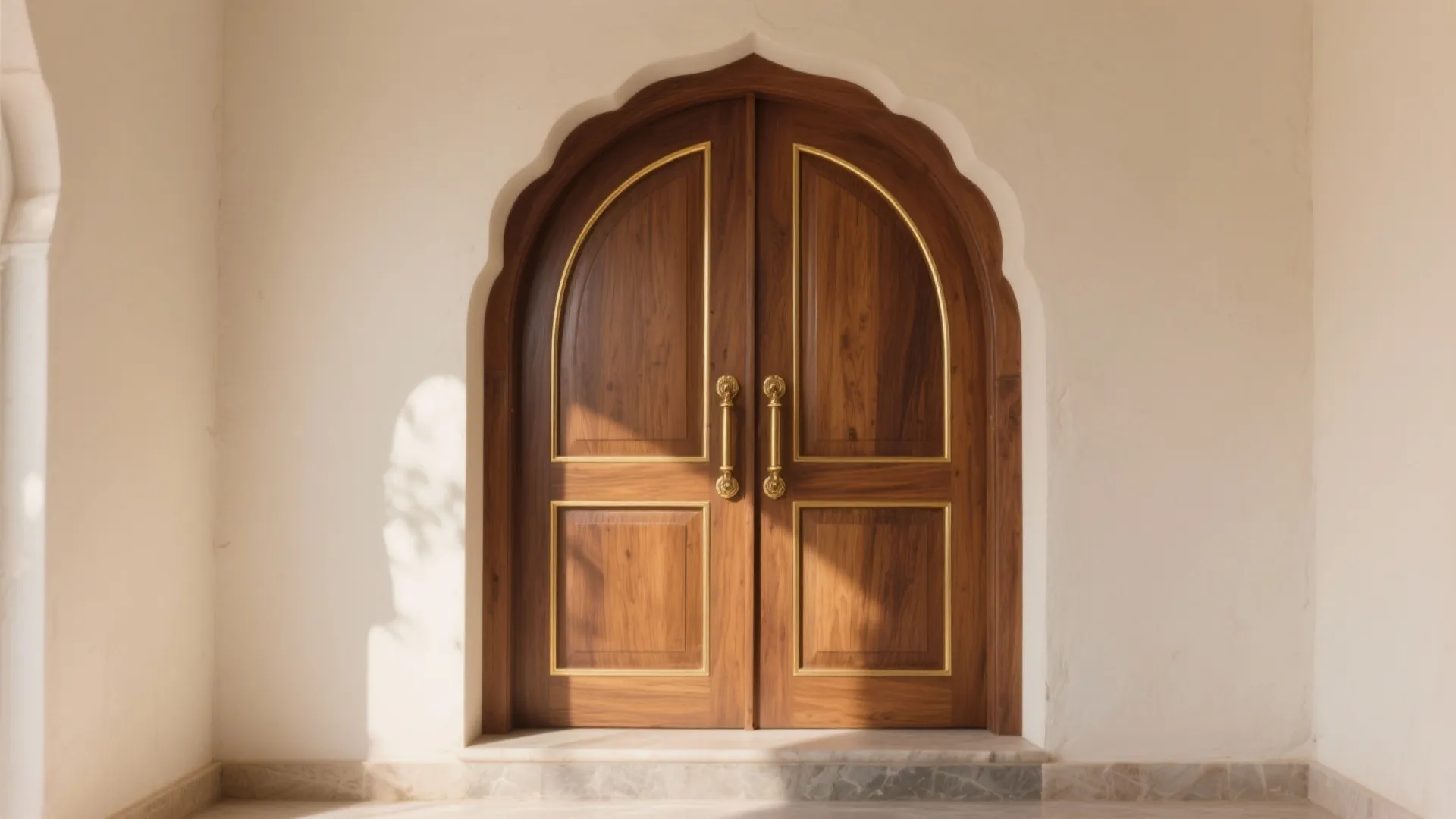 Arched Solid Wood Doors with Inlay Details