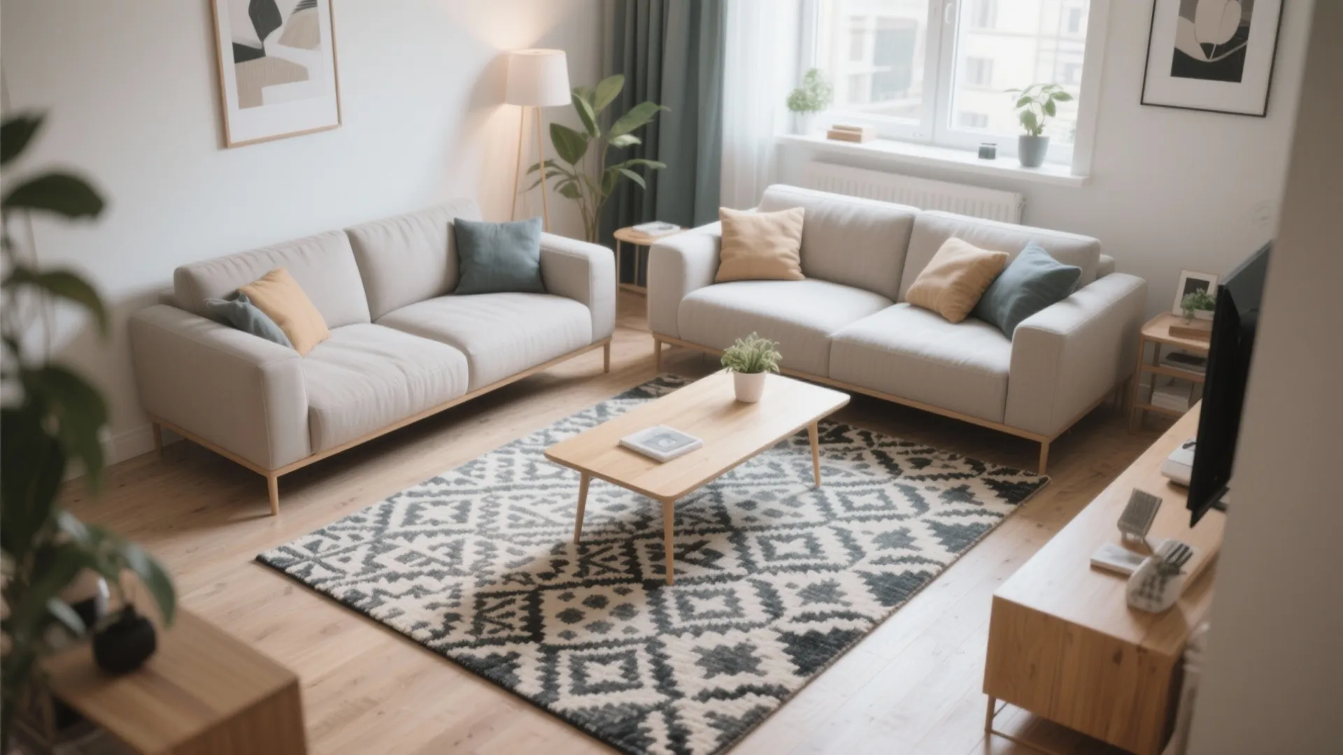 7. Zone definition with area rugs