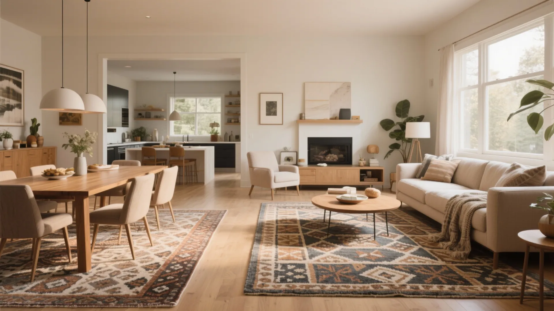 3. Area Rugs to Anchor Each Zone