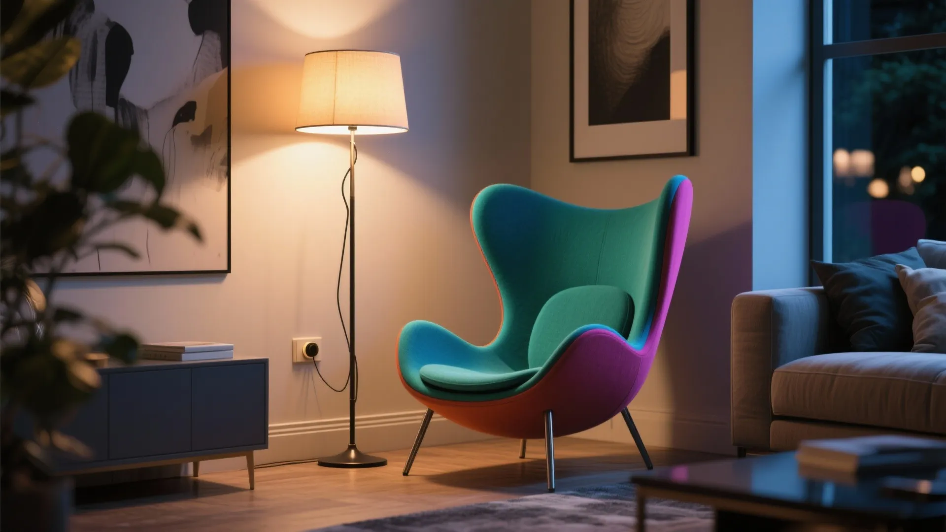 4. Statement Armchair and Accent Lighting