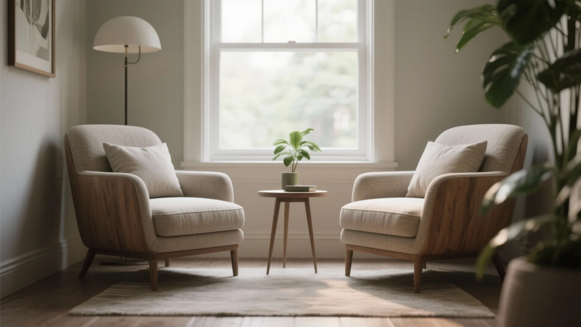 4. Two Armchairs + Small Side Table