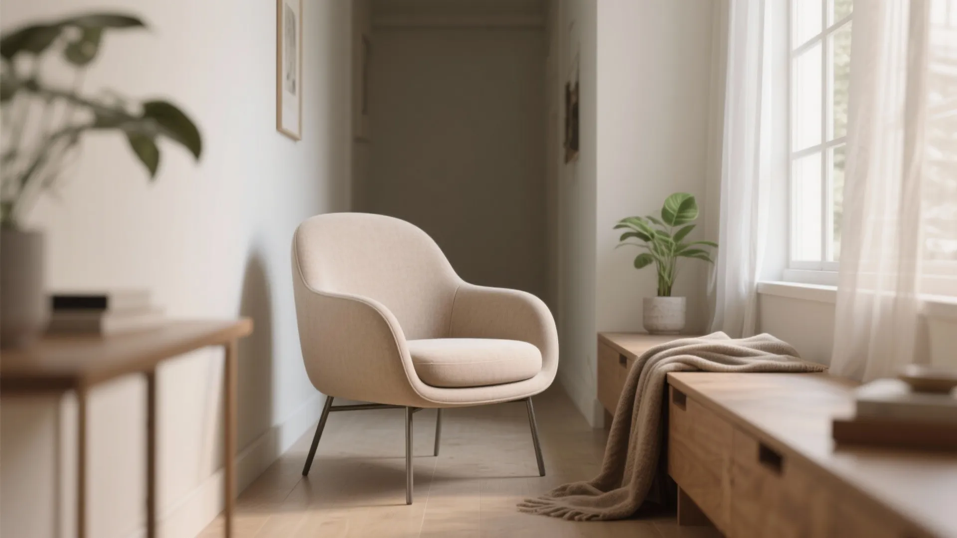 2. Armless curved accent chair