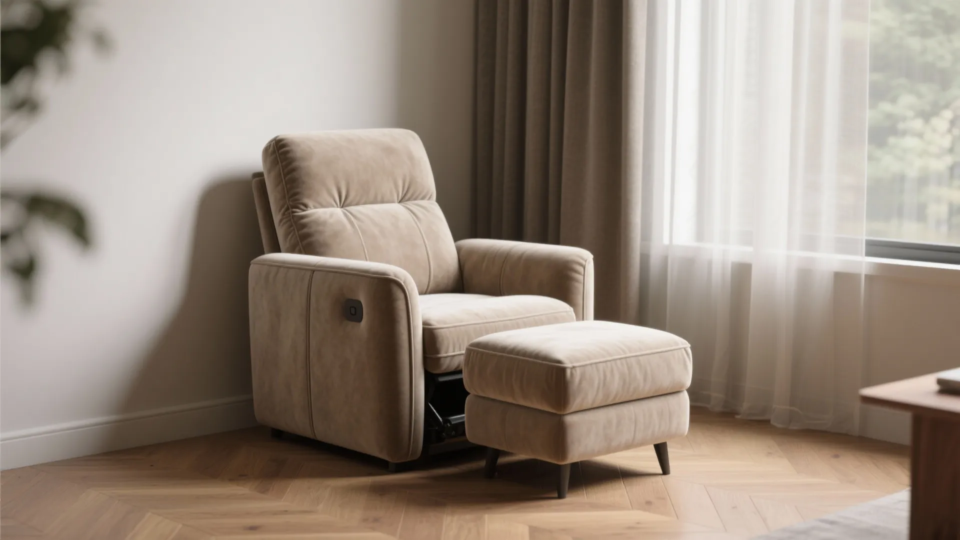 3. Armless narrow recliners plus ottoman