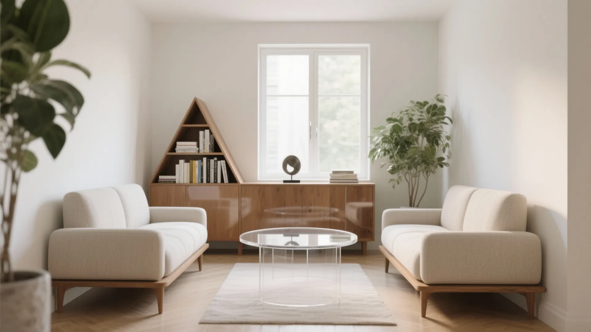 Two Armless Settees + Corner Storage (Light and Airy)