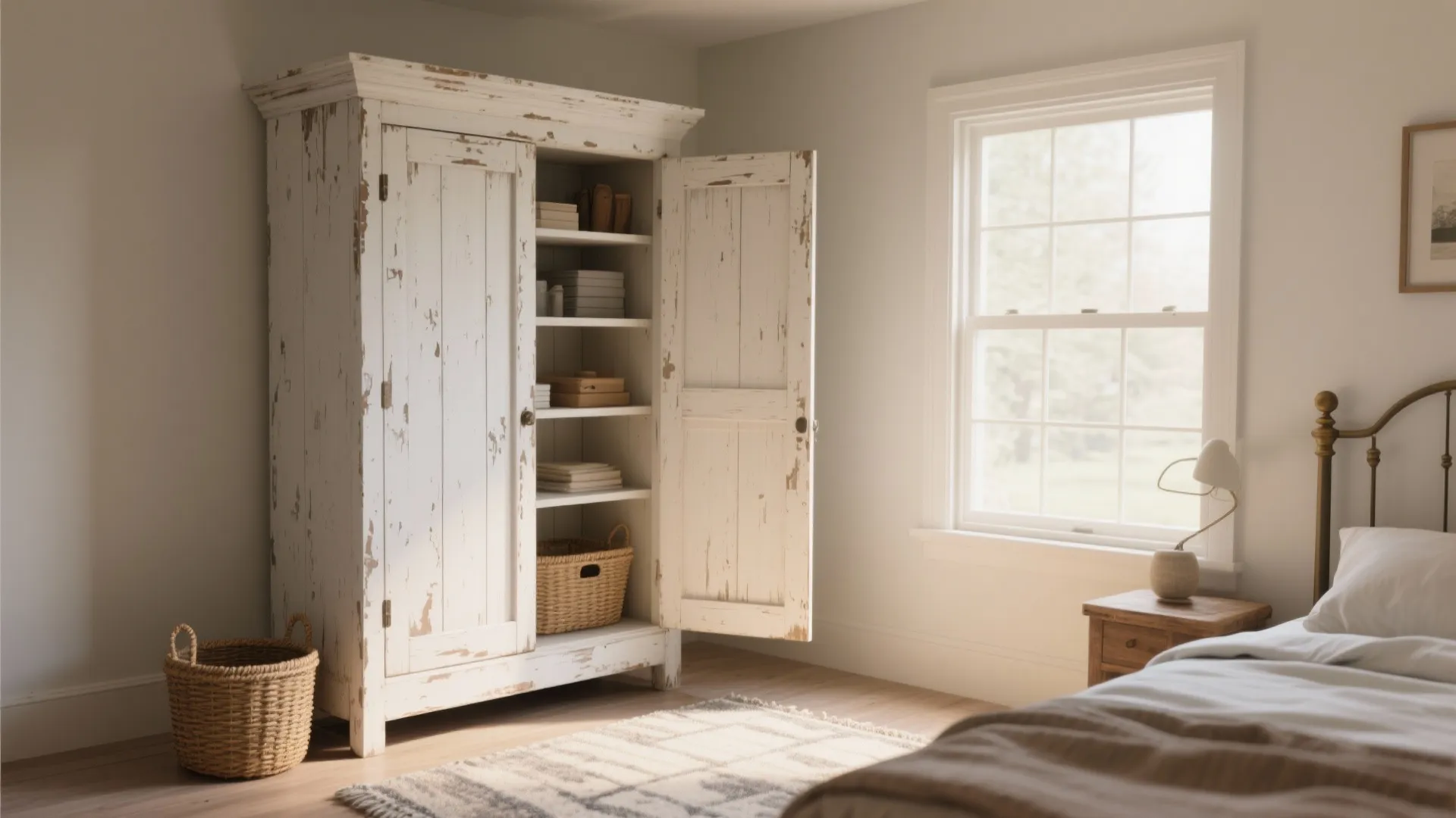 3. Create a cosy corner with a painted armoire