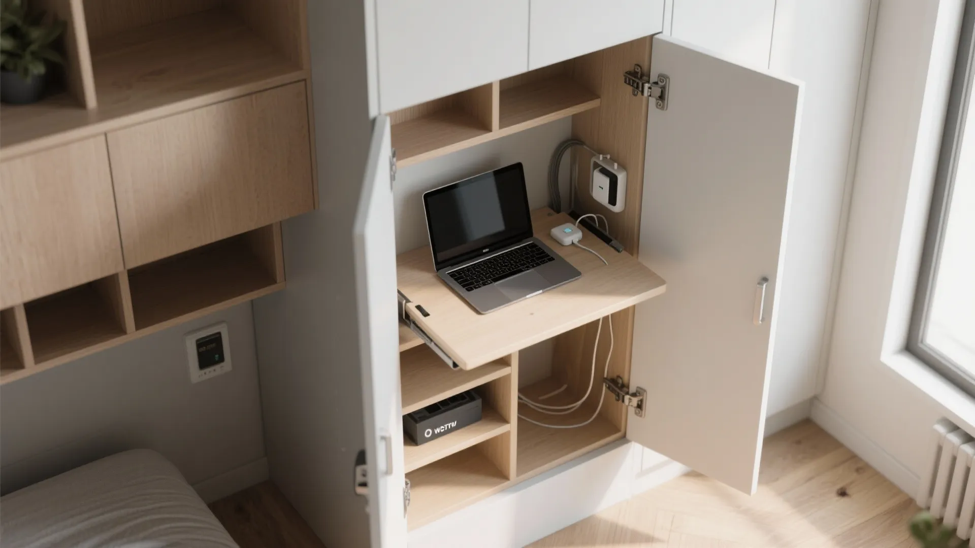3. Make it multifunctional: armoire with a fold-down desk